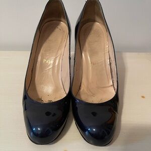 Christian Louboutin patent iridescent navy Heels